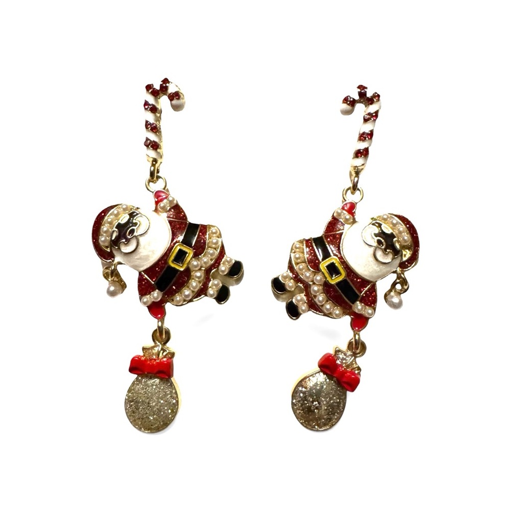 BaubleBar Santa Holiday Earrings - Candy Cane, Gifts- NEW